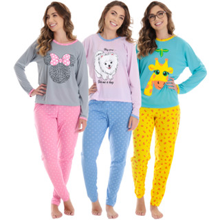Pijama Feminino Longo - Pijama de Frio - Roupa de Dormir Feminina - Pijama de Inverno