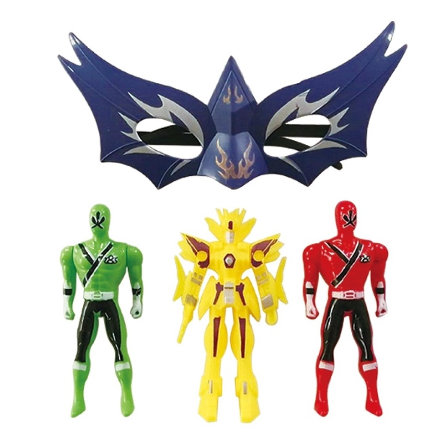 Kit com 3 Bonecos Héroi Robô Guerreiros Lendários + 1 Máscara