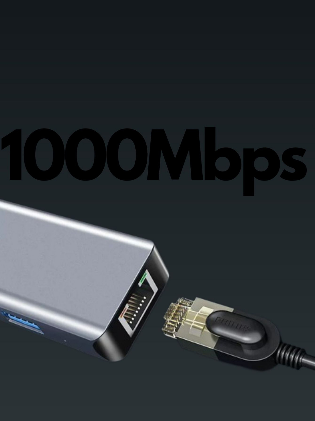 Hub USB C 8 em 1 com HDMI 4K RJ45 Adaptador Tipo C com USB 3.0 PD para Notebook MacBook Celular
