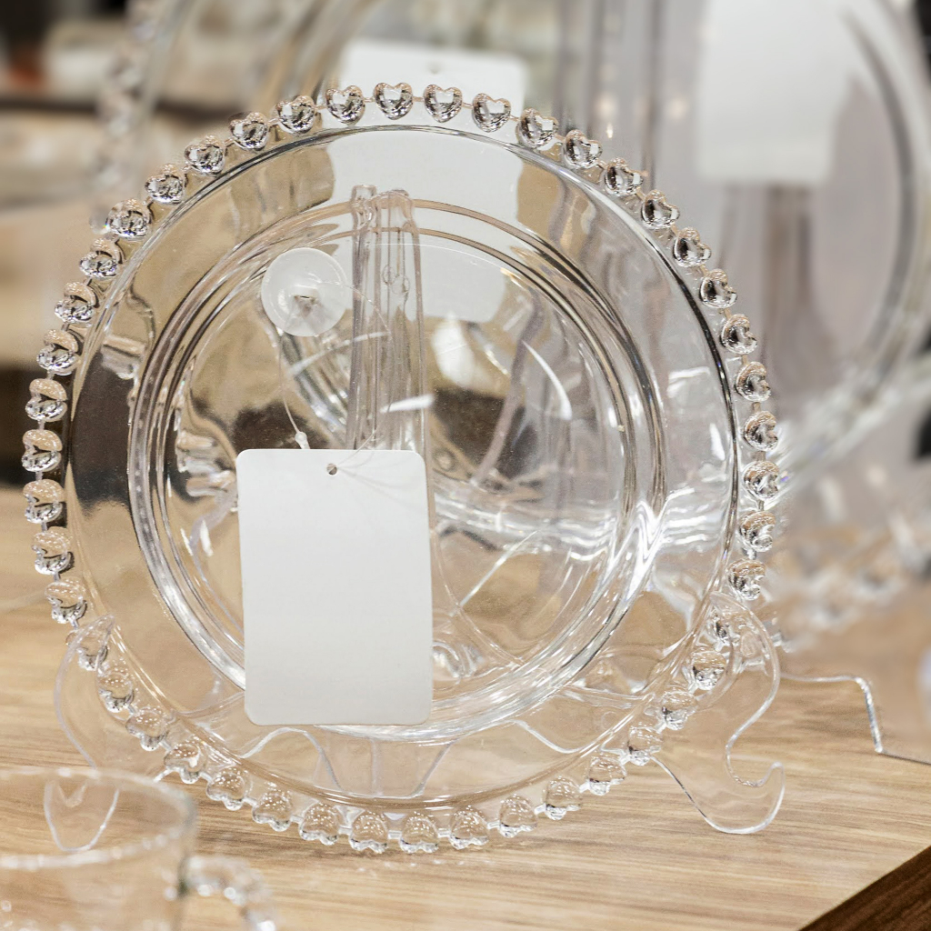 CONJUNTO 4 PRATOS DE SOBREMESA CRISTAL CORAÇÃO 20 cm LYOR