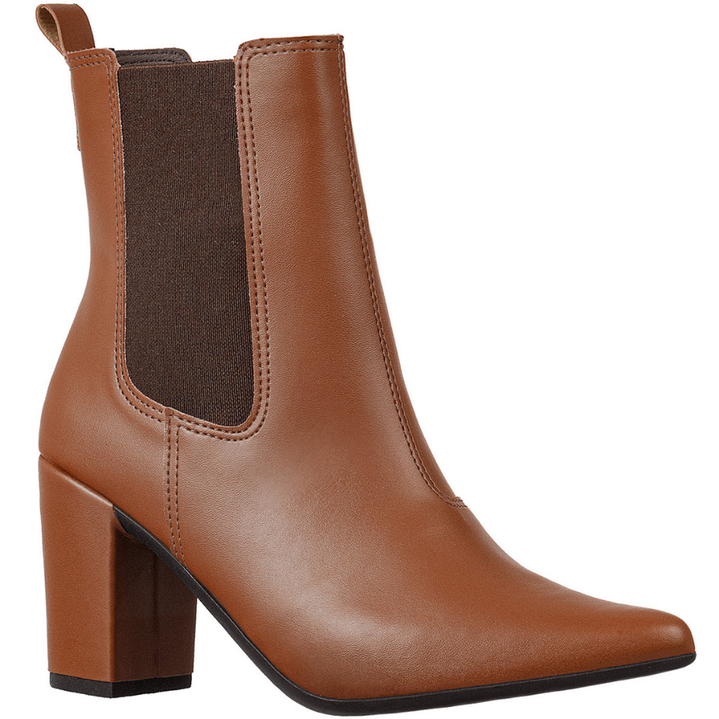 Bota Chelsea Feminina Bico Fino Cano Curto Salto Alto Grosso - Women Shoes