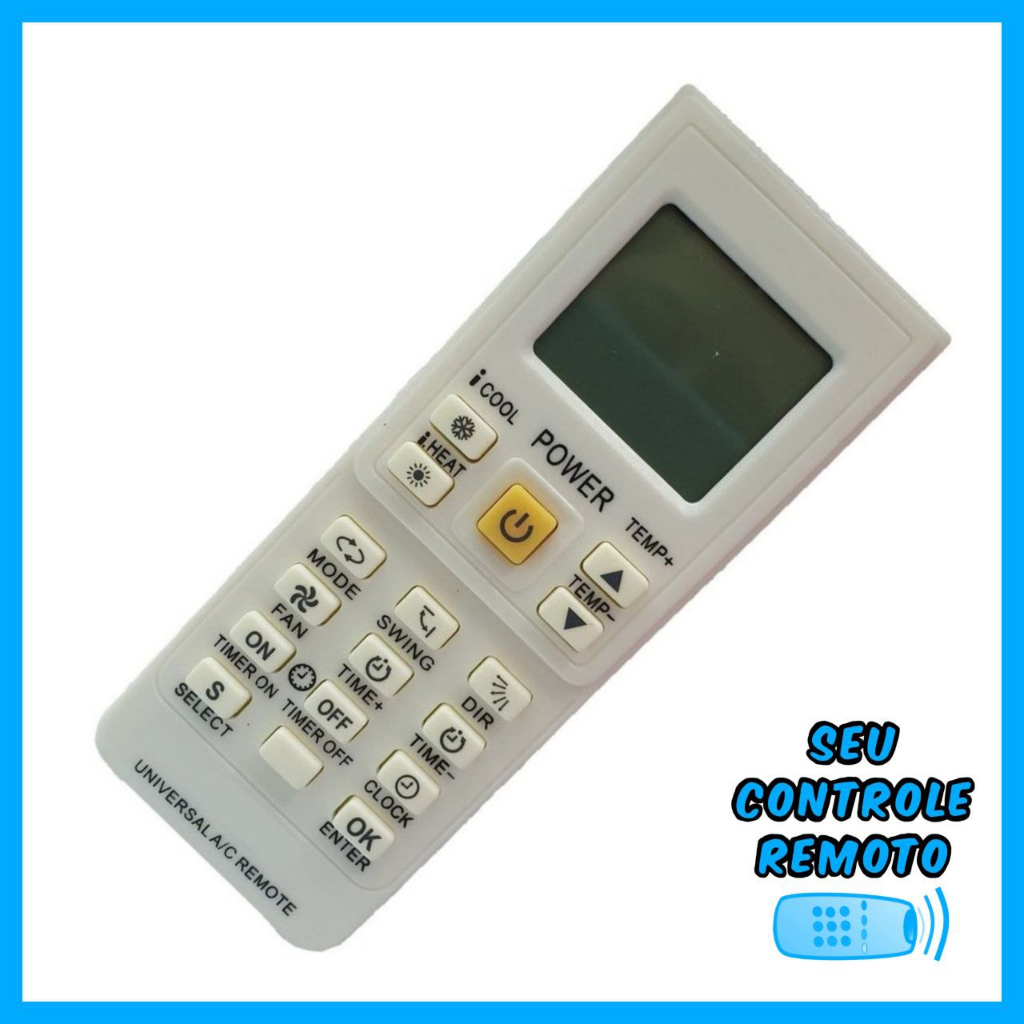 7045 CONTROLE REMOTO AR CONDICIONADO UNIVERSAL (COM PILHAS)