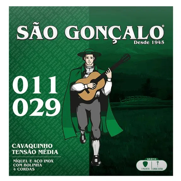 Encordoamento p/ cavaquinho -- Tensão Média Niquel -- Aço com bolinha -- São Gonçalo