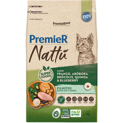Ração Premier Nattu Abóbora Gatos Filhotes 1,5kg - Pets