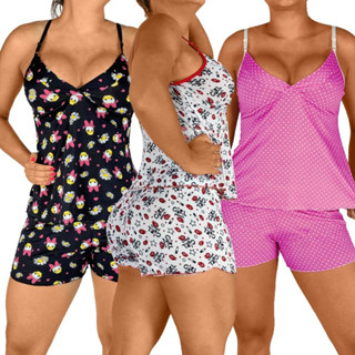 KIT 3 Baby Doll Conjunto Short Doll Pijama Feminino Roupa de Dormir CONJUNTO FEMININO PIJAMA FEMININO