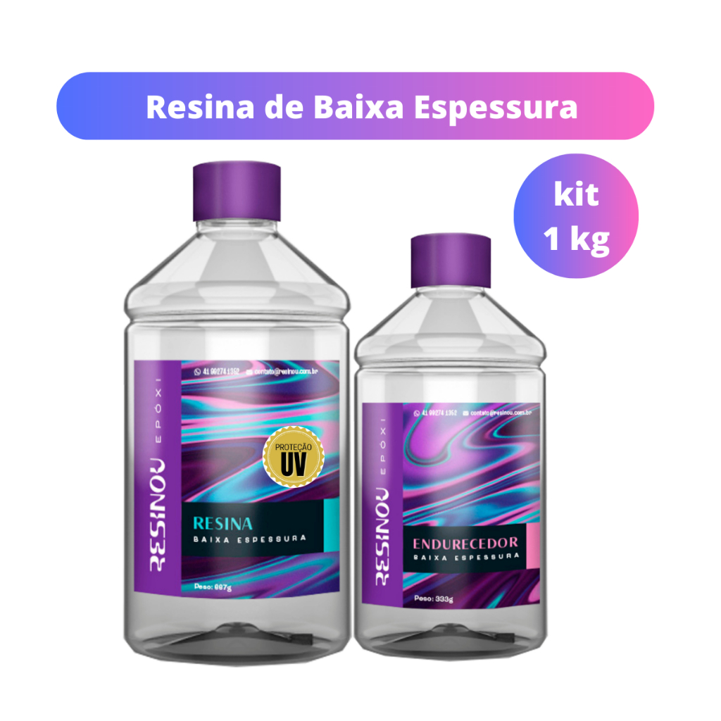 Resina Epoxi Transparente com UV para madeira, mesa, artesanato, piso - kit de 1 kg