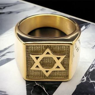 Anel Estrela de Davi Aço Inoxidavel Bandeira de Israel