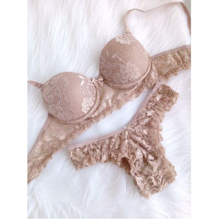 Langerie Moda Intima Lingerie Feminina Nude Sutiã Calcinha Cor Pele S/Marca