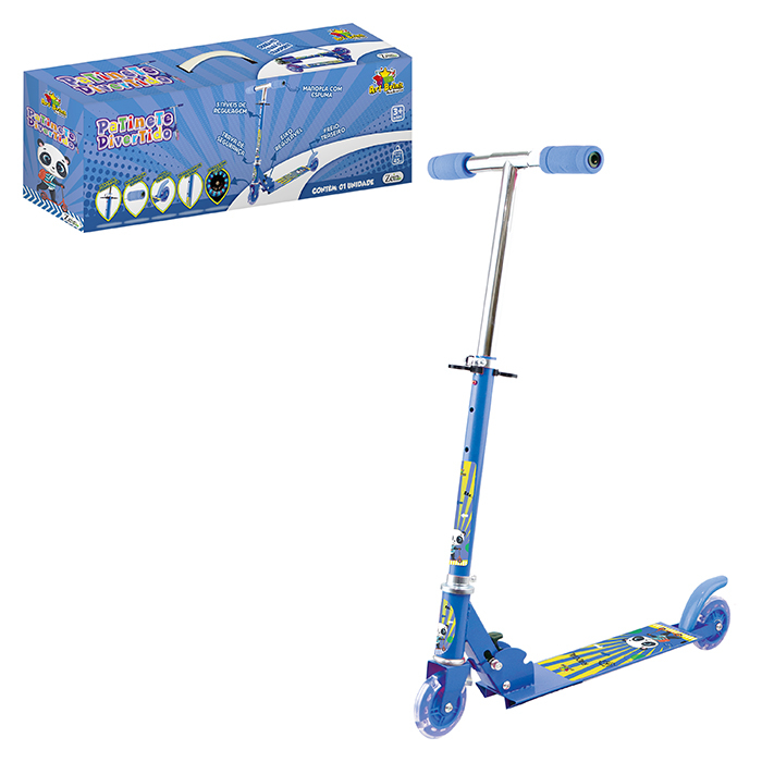 Patinete Infantil Metal Dobravel e Ajustavel para Transporte Divertido 2 Rodas de Led Dia das Crianças Promoção