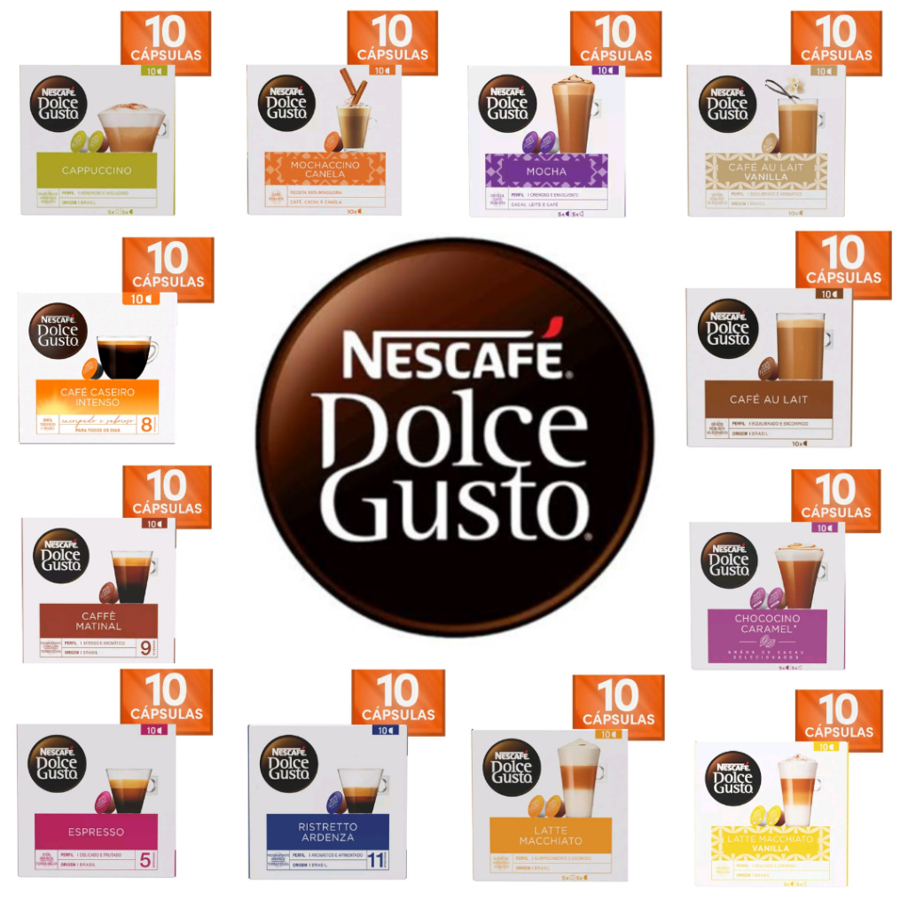 DOLCE GUSTO Capsulas de Café 10 Unidades Nescafé Vários Sabores em Oferta na Shopee