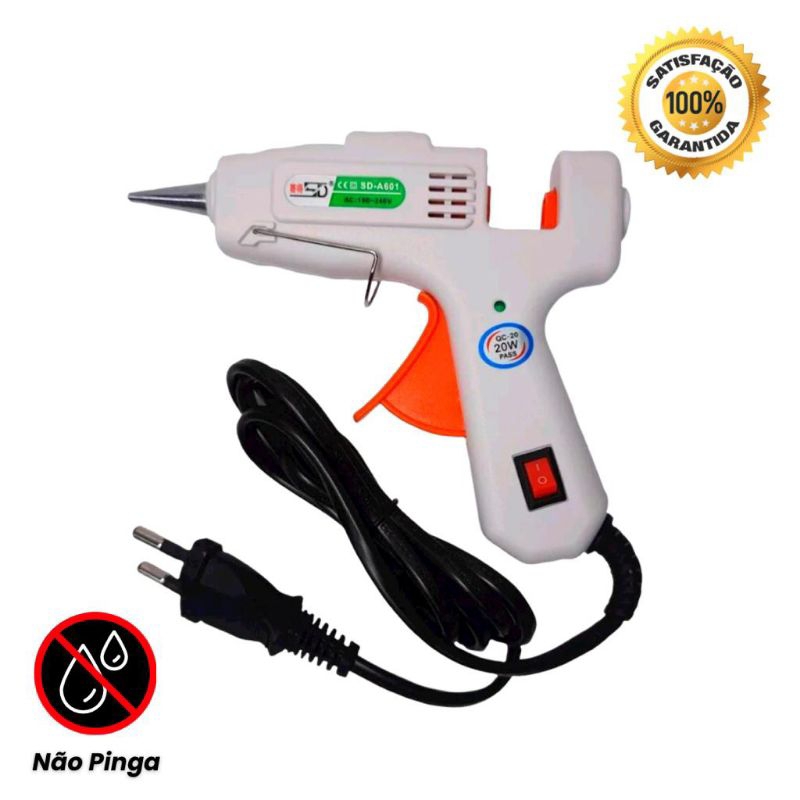 Pistola de Cola Quente Botão Liga e Desliga, Bivolt, Para Cola Fina, a Unidade. em Oferta na Shopee