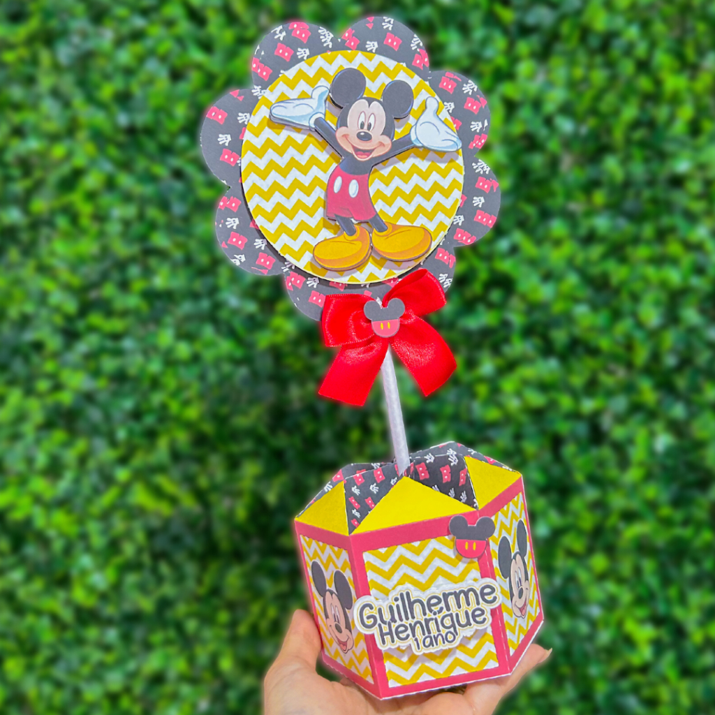 Kit de Centro de mesa Mickey Mouse | Arranjo Enfeite Cachepô | Lembrancinha | Festa | Personalizado