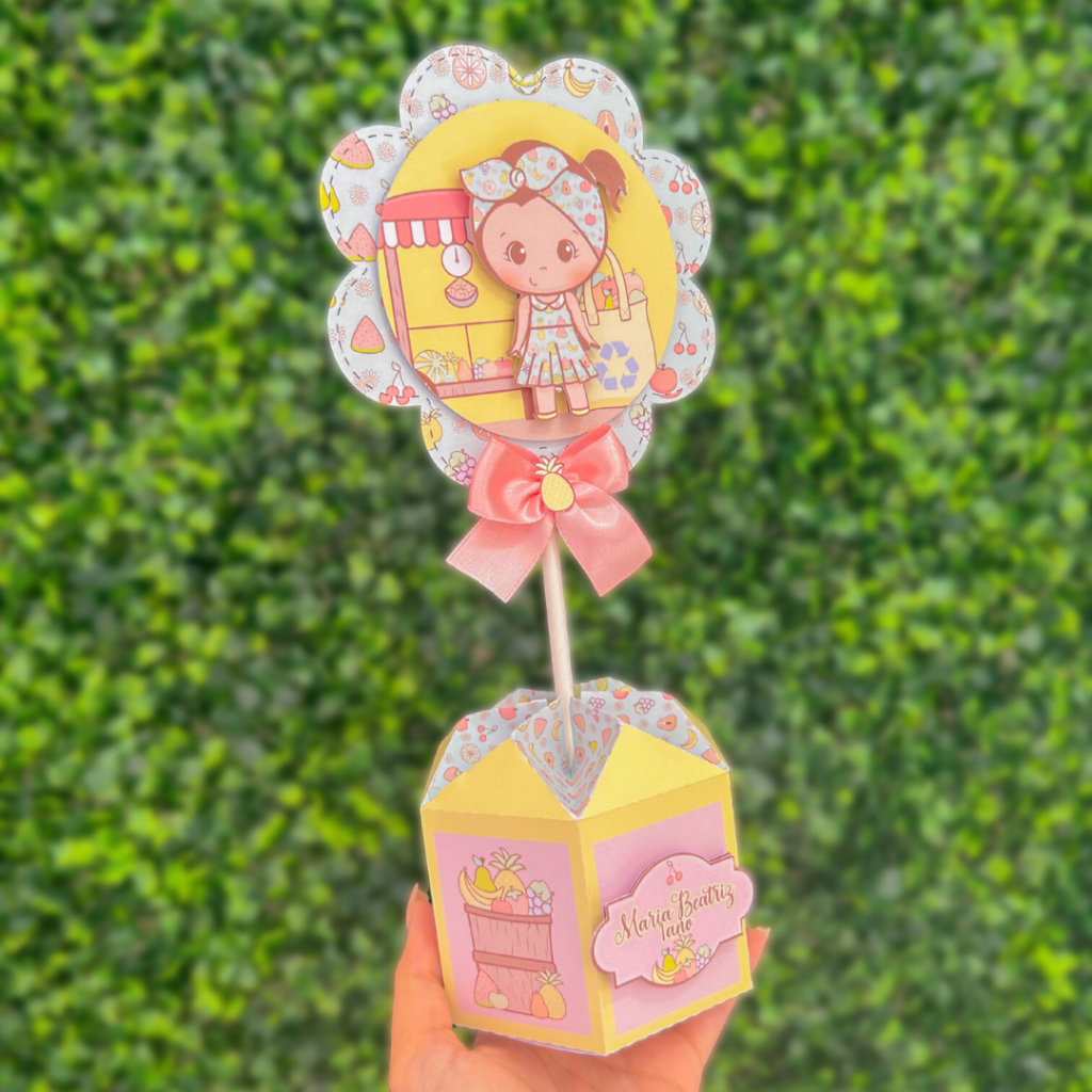 Kit de Centro de mesa Quitandinha de Frutas | Arranjo Enfeite Cachepô | Lembrancinha  Personalizados