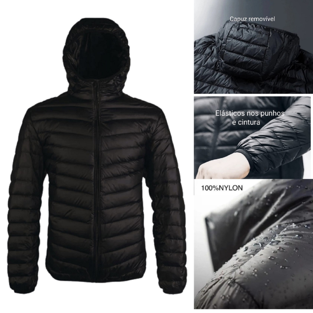 Jaqueta Puffer Masculina Preta Bobojaco Bomber Broken Roles com capuz removível feminina unissex japona casaco Motoqueiro Moto Inverno Corta Vento Acolchoada Nylon Frio
