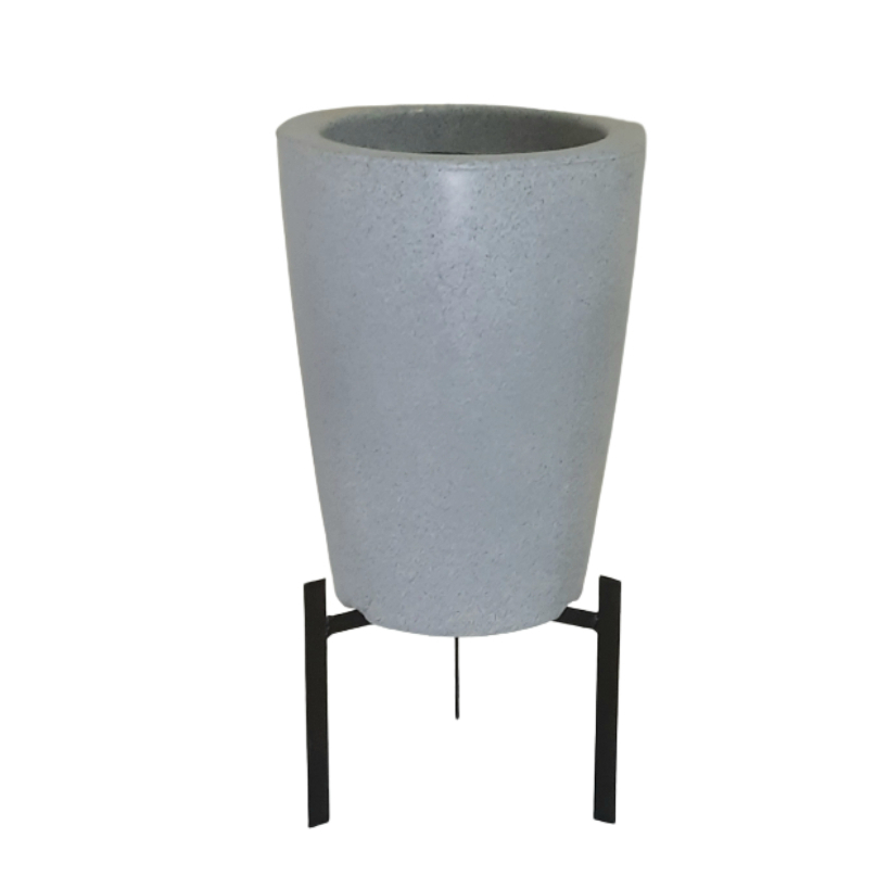 Vaso para planta cone liso PP 30x23cm em polietileno com suporte