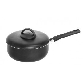 Caçarola Extra c/ Cabo Baquelite e Tampa de Aluminio. Preta - 1,30 L