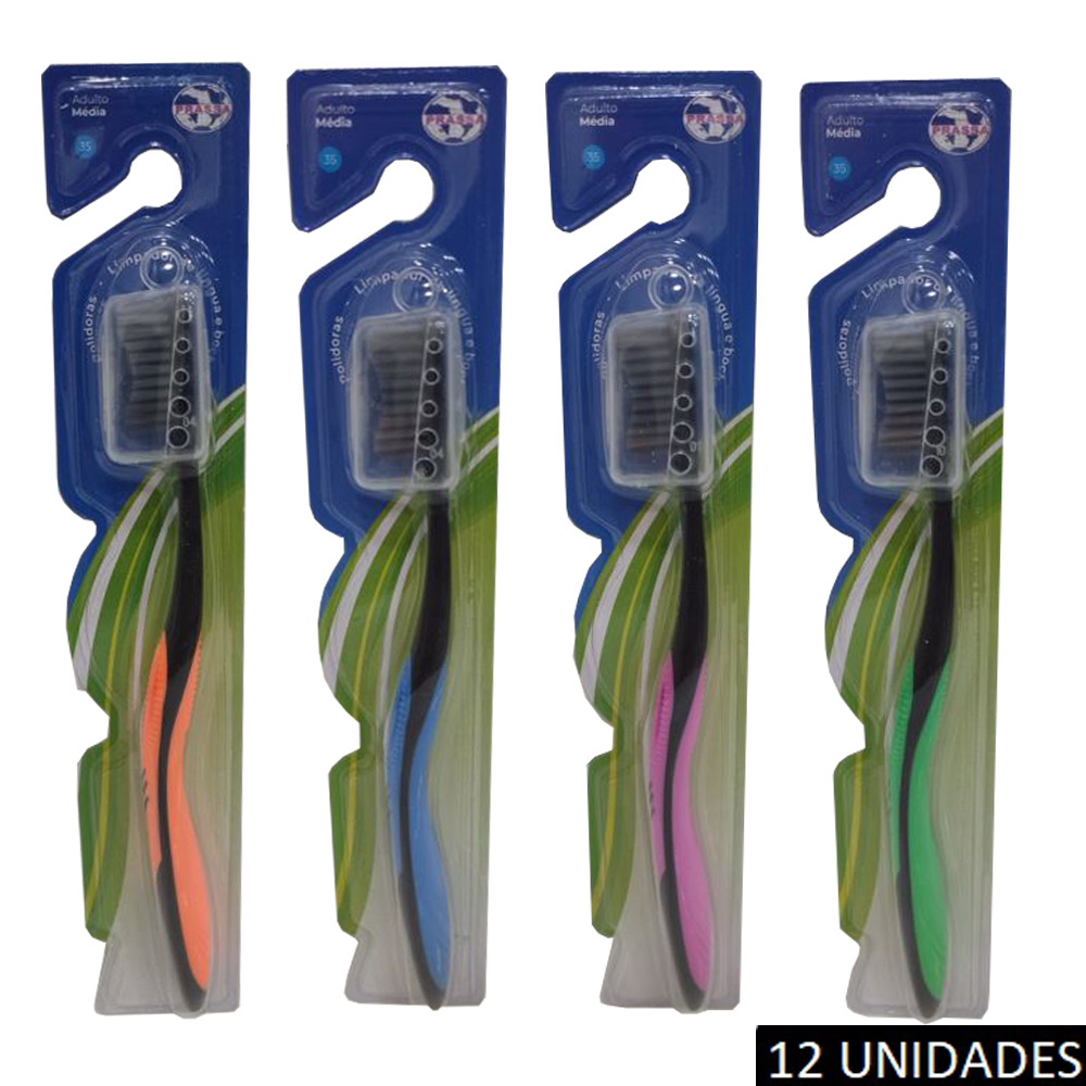 Kit Escova de Dente Macia Adulto Pacote 12 Unidades em Oferta na Shopee