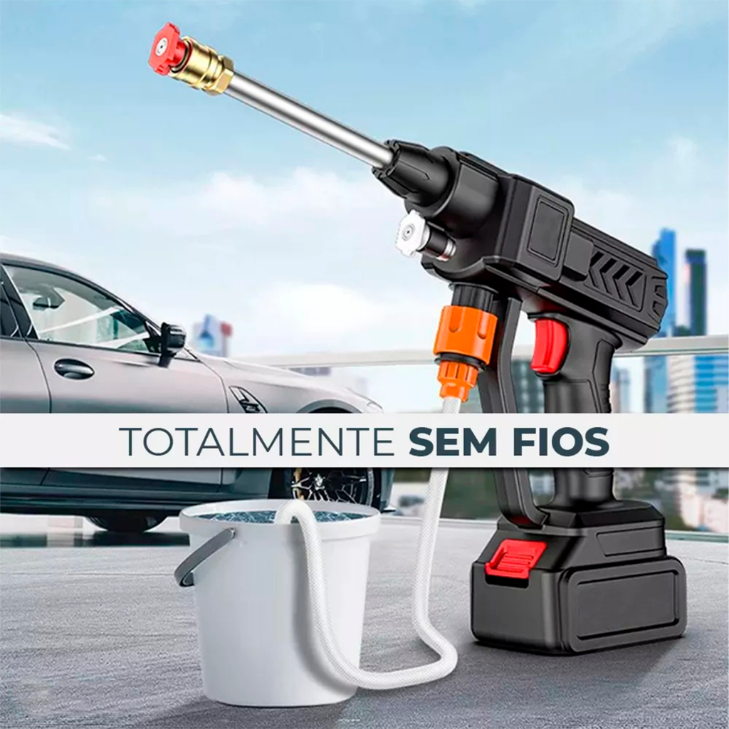 Lavadora de Alta Pressão Portátil Sem Fio Recarregável para Carro com Mangueira de 5 m