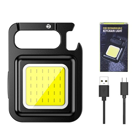 Mini Lanterna Led Multifuncional Brilho COB Portátil Usb Recarregável Chaveiro Imã