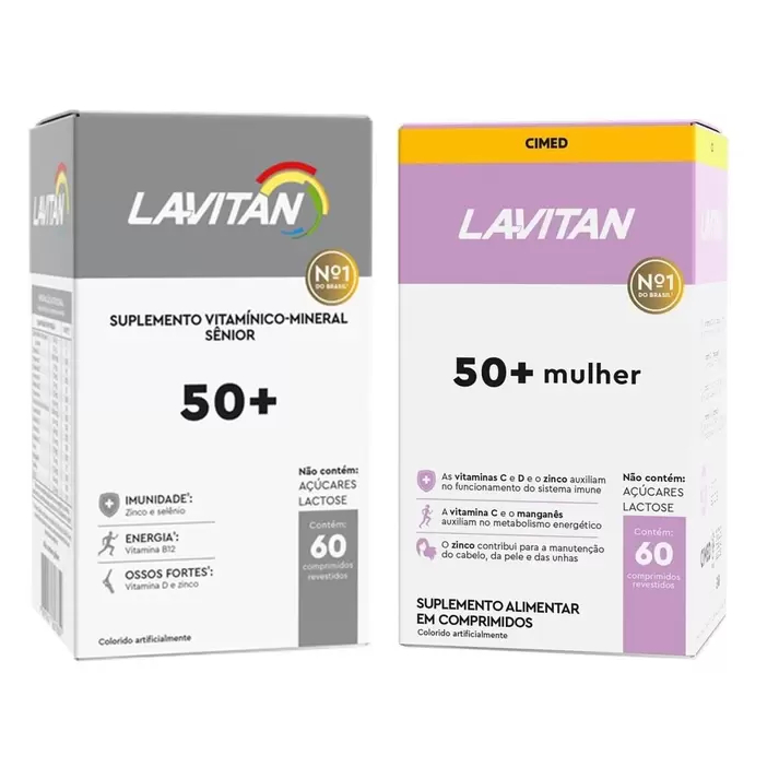Kit Lavitan 50+ Sênior e Lavitan 50+ Mulher 60 comp