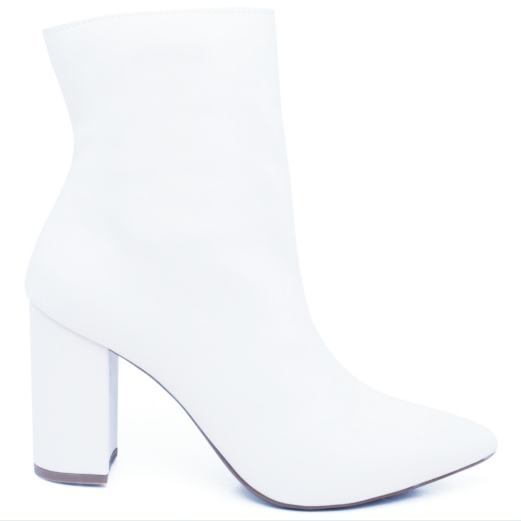Detalhes do Bota Feminina Preta Branca Salto Bloco Planet Franca Salto Grosso Bico Fino Confortável