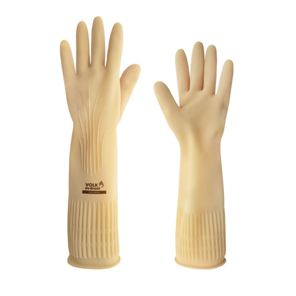 Luva Cano Longo Grossa Limpeza Pesada Proteção Química Lavacar Pet Shop Resistente Ranhurada Volk