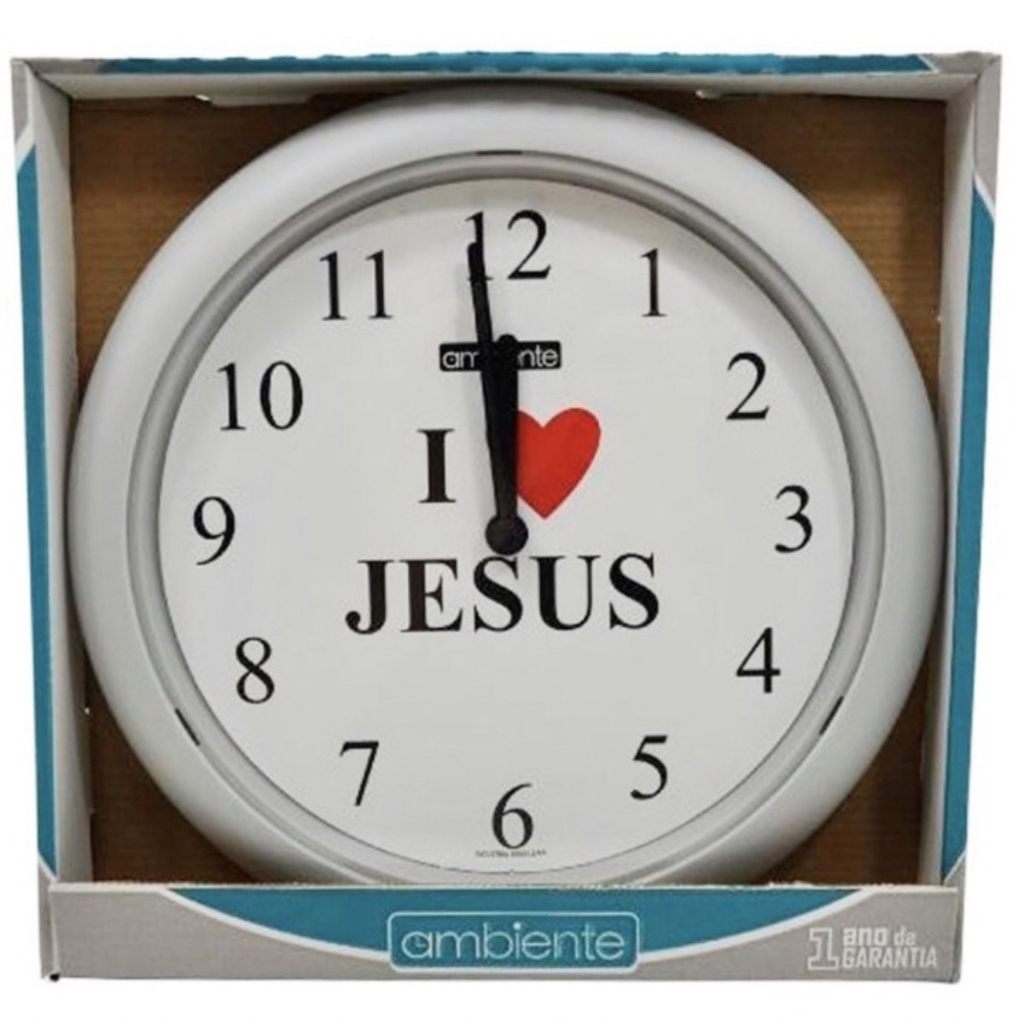 Relógio De Parede EU AMO JESUS Analógico Relógio Para Sala Cozinha Escritório 21,5 cm Relógio Redondo Branco