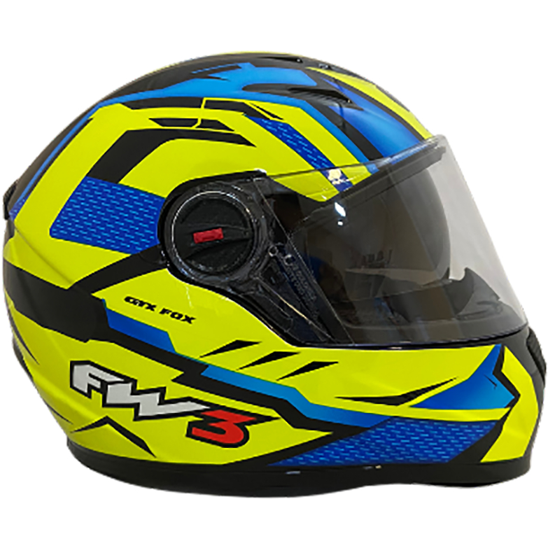 Capacete Fw3 Gtx Fox Com Óculos Interno Amarelo e Azul — imagem 2 de 2