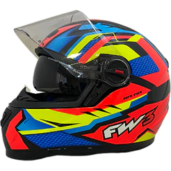 Capacete Fw3 Gtx Fox Com Óculos Interno Amarelo Azul Laranja