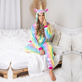 Pijama Feminino Macacão Unicórnio Adulto Kigurumi