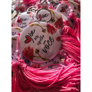 25 Chaveiro Espelho Com Tassel E Pingente Personalizado
