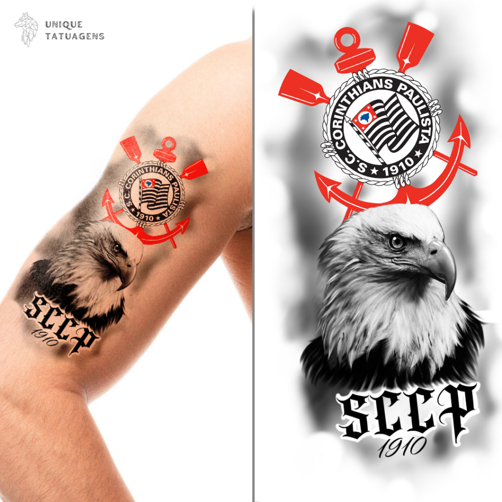 Tattoo Temporaria Corinthians - Gavião SCCP Realista Desenho 3d