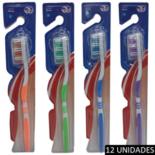Kit Escova de Dente Média Adulto Pacote 12 - 96 Unidades