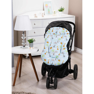 Colchonete para Carrinho de Bebê + Protetor de Cinto Super Macio Safari Azul