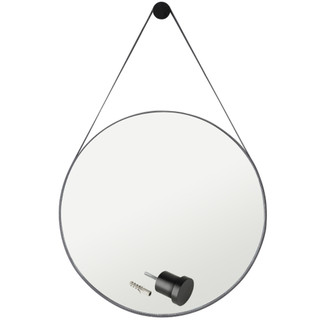 Espelho Adnet 30cm Redondo Decorativo Alça de Couro + Pino de fixação GRATÍS - Casa Domo em Oferta na Shopee