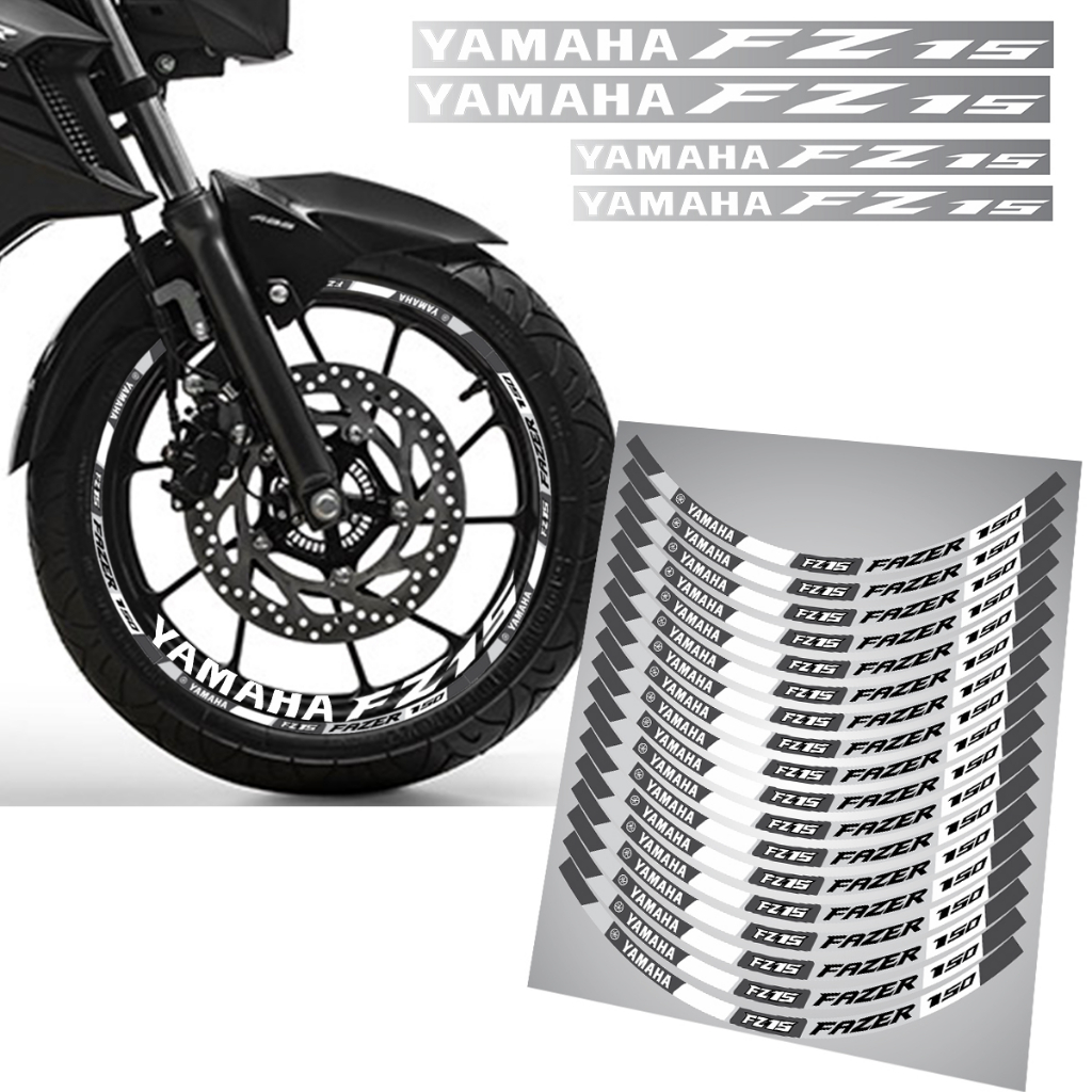Adesivo Friso Refletivo Roda Fz15 Fz 15 Fz-15 Aro Yamaha Cinza Preto Premium