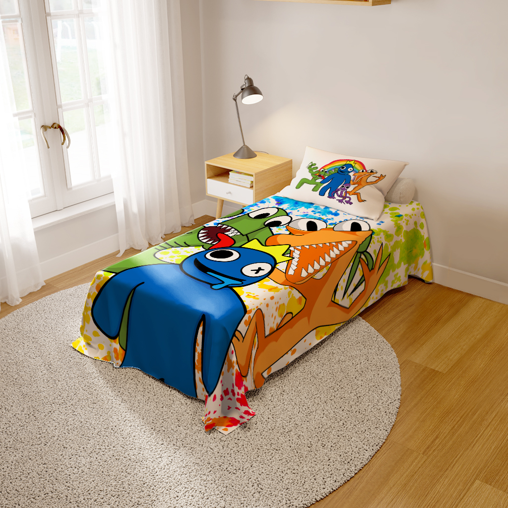 Jogo de Lençol Infantil Rainbow Friends em Oferta na Shopee