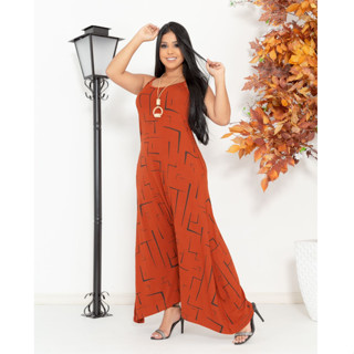 Macacão Saruel Longo Max Feminino Pantalona Alcinha Bolsos Viscolycra Soltinho