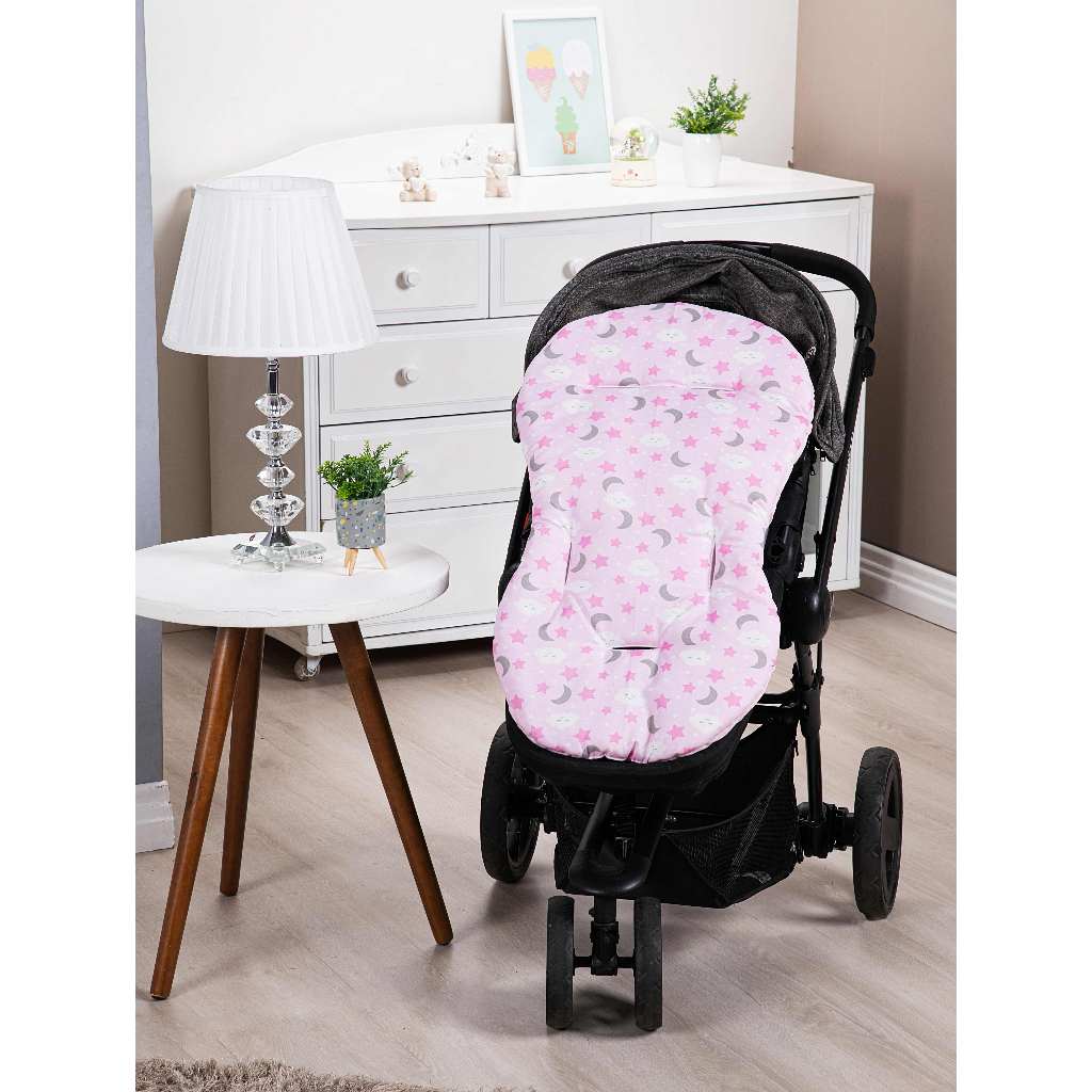 Colchonete para Carrinho de Bebe super macio Ceu Rosa