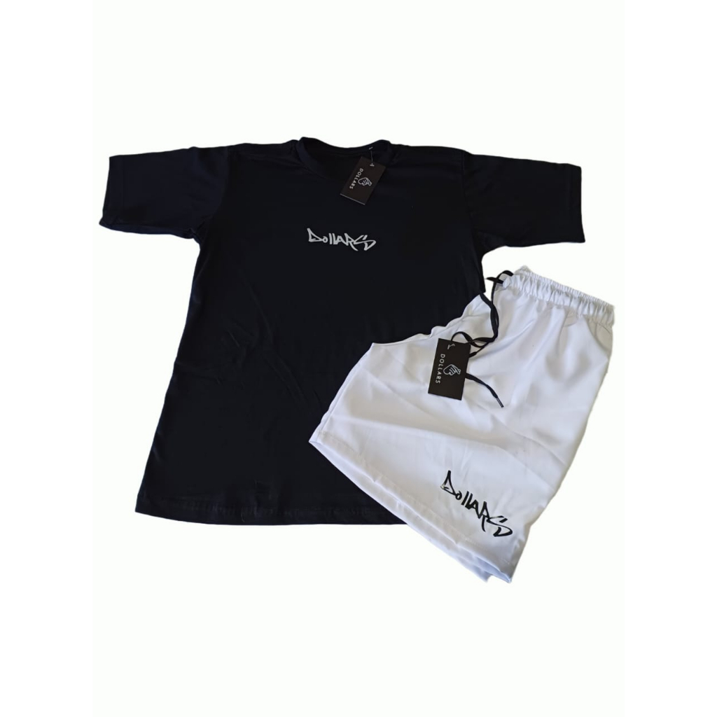Camiseta Dollars E Bermuda Tactel Shorts Praia Sk8 Treino Skate