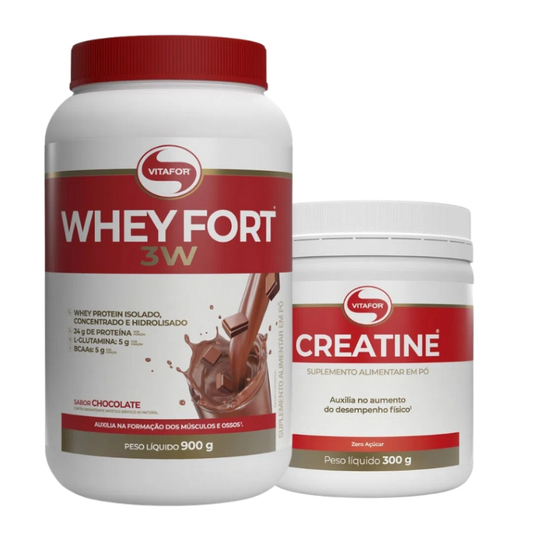 Kit Whey Fort 3W 900g + Creatina 300g - Vitafor