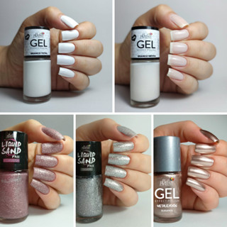 Kit Casamento 05 Esmaltes Brancos Efeito Gel Bella Brazil Seca sem Cabine UV 828 829 1302 1301 211