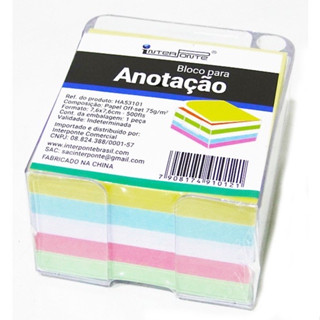 BLOCO PARA ANOTAÇÃO SUPORTE DE ACRÍLICO C/ PORTA CARTÃO E CANETA C/ 500FLS COLORIDO