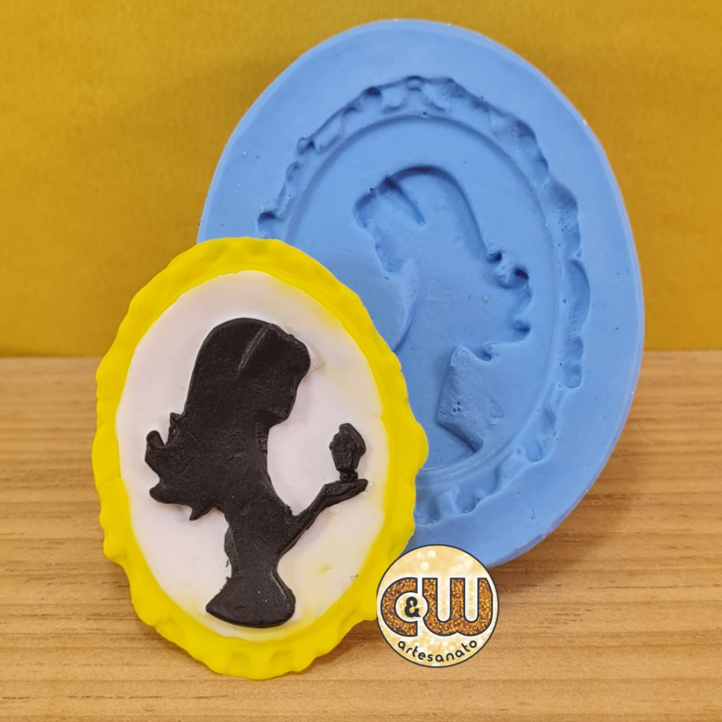 Molde Silicone Perfil da Bela (Bela e a Fera) / Camafeu Confeitaria e Artesanato - Festa