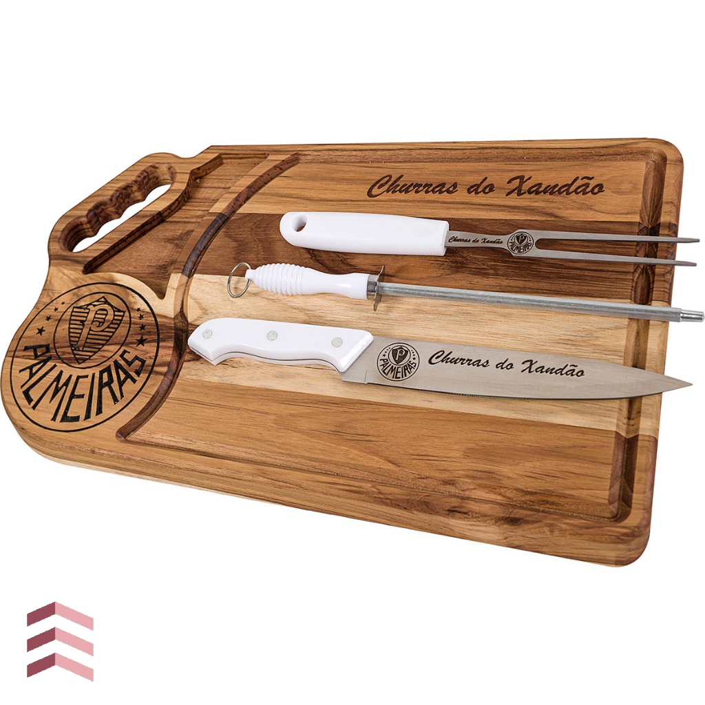 Kit Churrasco Grêmio Personalizado Time Tábua com Utensílios