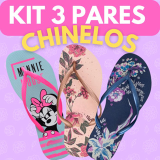 Chinelo Feminino | Kit com 3 Chinelos Femininos Sandálias Rasteiras Solado Macio ENVIO IMEDIATO