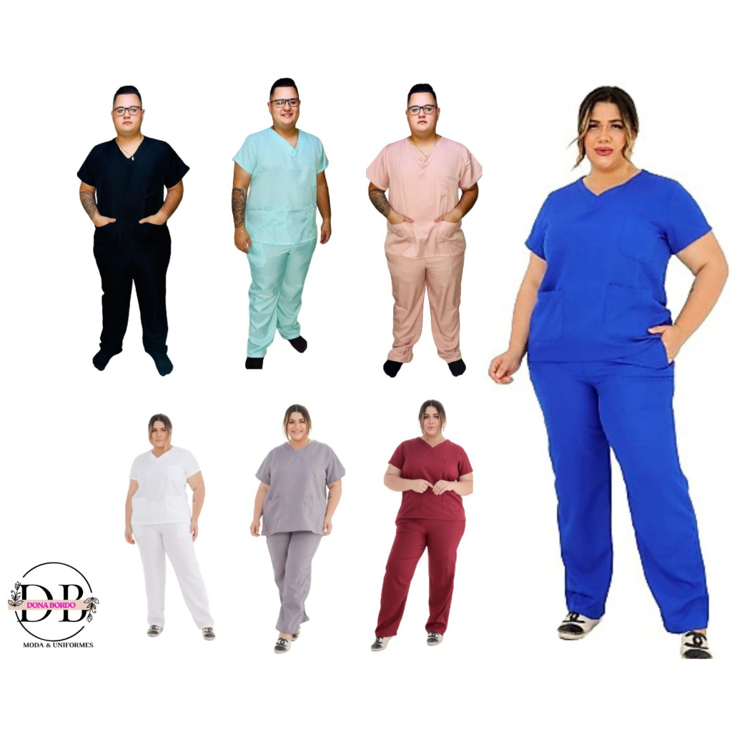 Kit 20 Scrub Cirúrgico Hospitalar Uniforme Hospitalar Pijama Hospitalar de Médicos Enfermeiras Unissex 10
