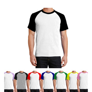Camiseta Lisa Raglan Manga Colorida