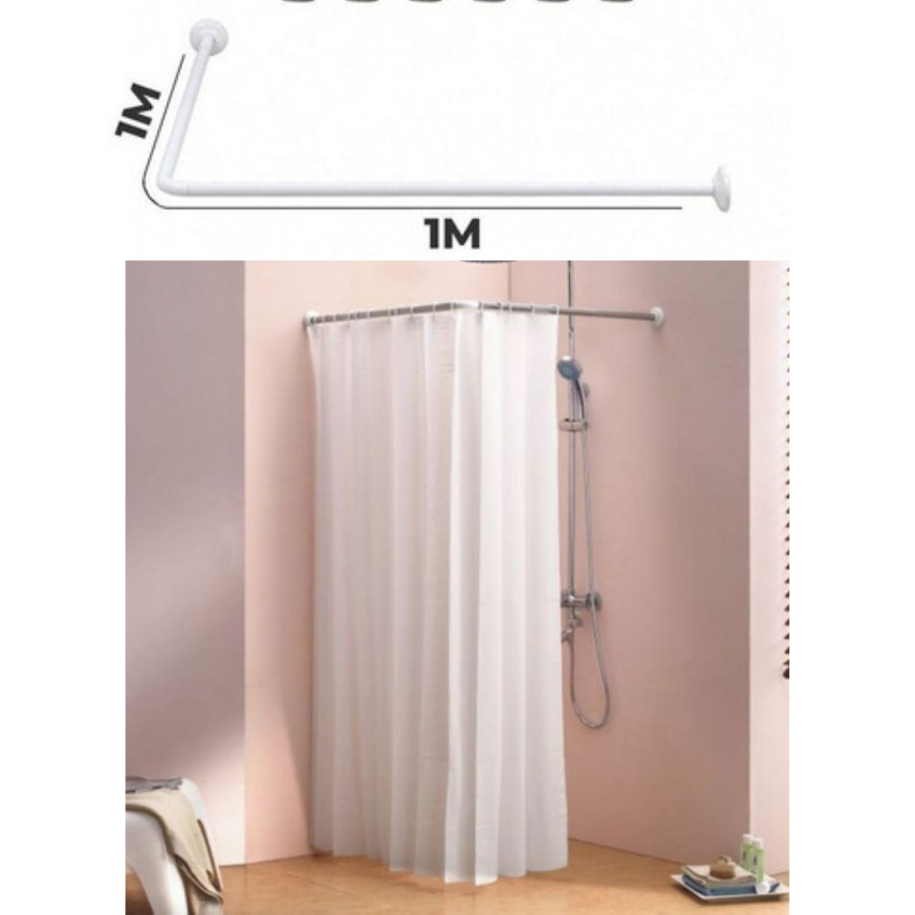 Varao cortina e Provador de canto parede em  ''L'' - 1M X 1M - Branco em Oferta na Shopee