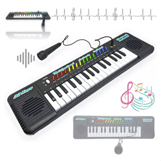 Teclado Infantil Musical com Microfone Piano cor preta Musical center em Oferta na Shopee